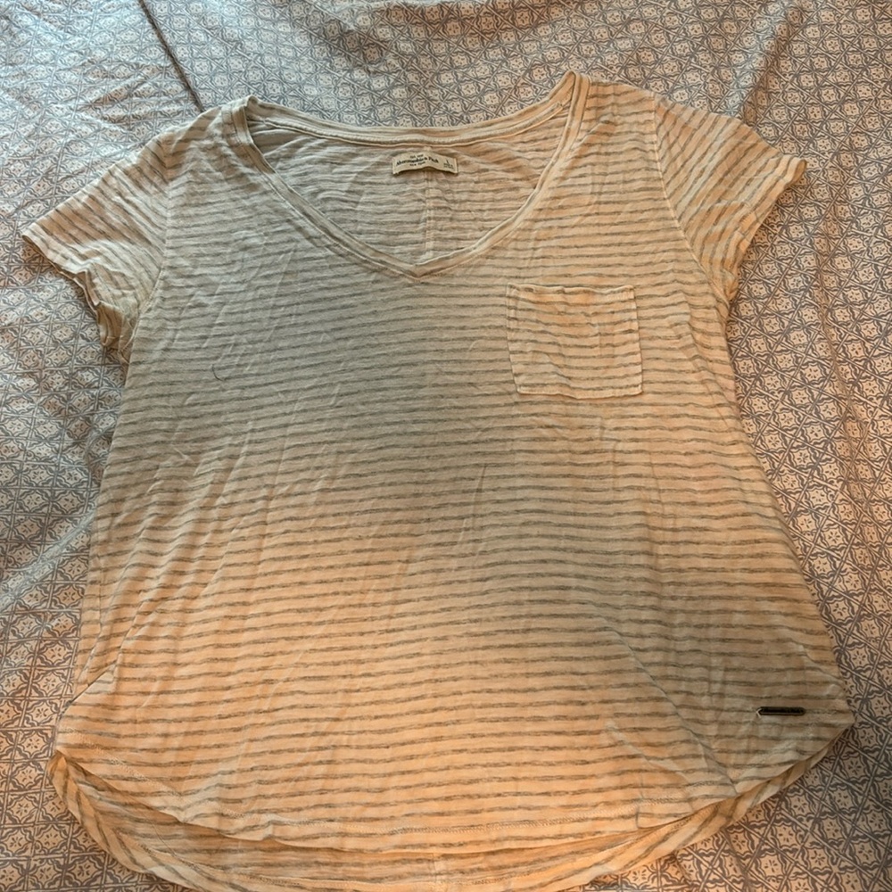 Abercrombie and Fitch Striped V Neck Tee